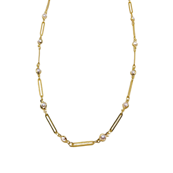 Choker Correntaria com Pérolas Folheado à ouro 18 k