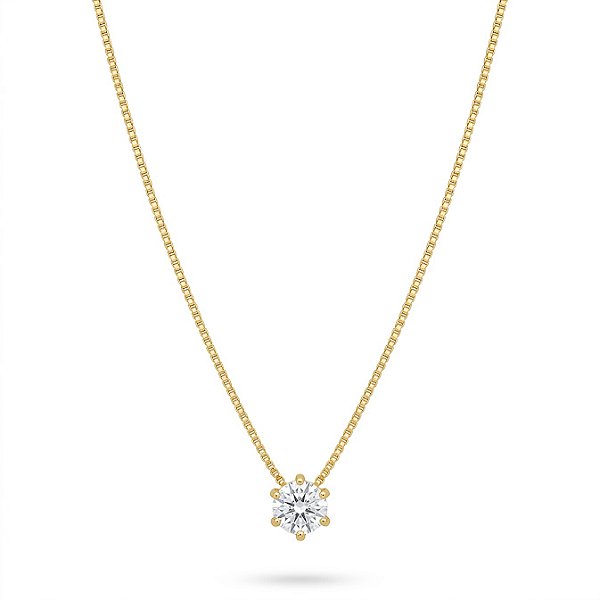 Colar Ponto de Luz com Pedra Brilhante – Folheado a Ouro 18K
