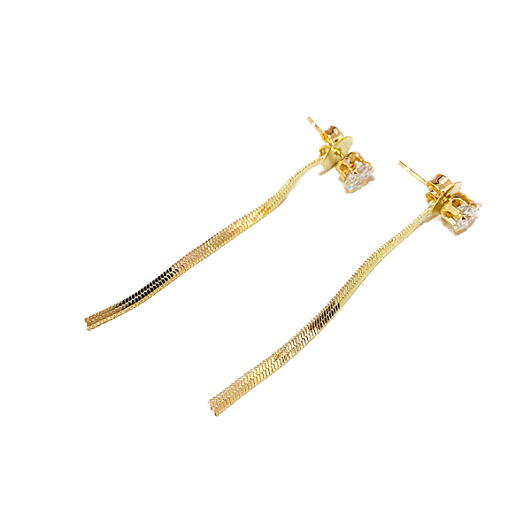 Brinco Ponto de Luz Corrente Fita - Folheado à Ouro 18 k