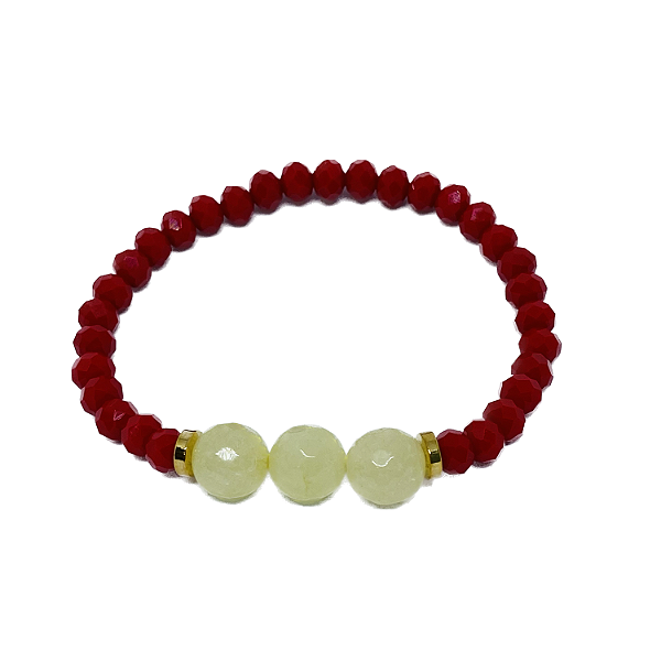 Pulseira Cristais com Pedras Naturais Jade Facetada