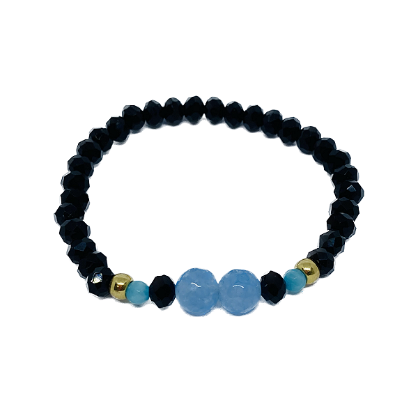 Pulseira Cristais Black com Pedras Naturais