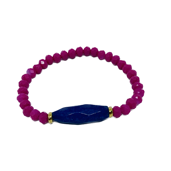 Pulseiras Cristais Pink com Pedra Jade Natural Jade facetada Azul Royal