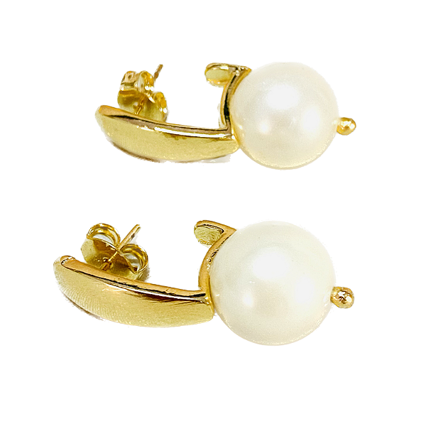 Brinco Pérola Shell - Base Gota Folheada à Ouro 18 k