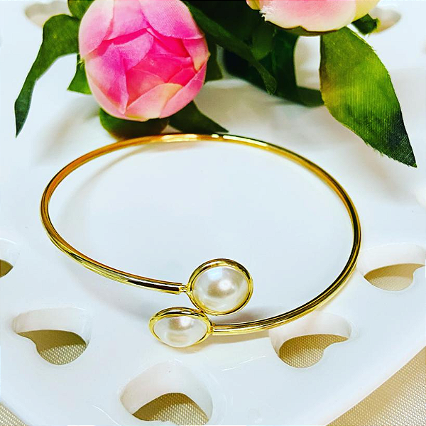 Bracelete Pérola - Folheado à Ouro 18 k