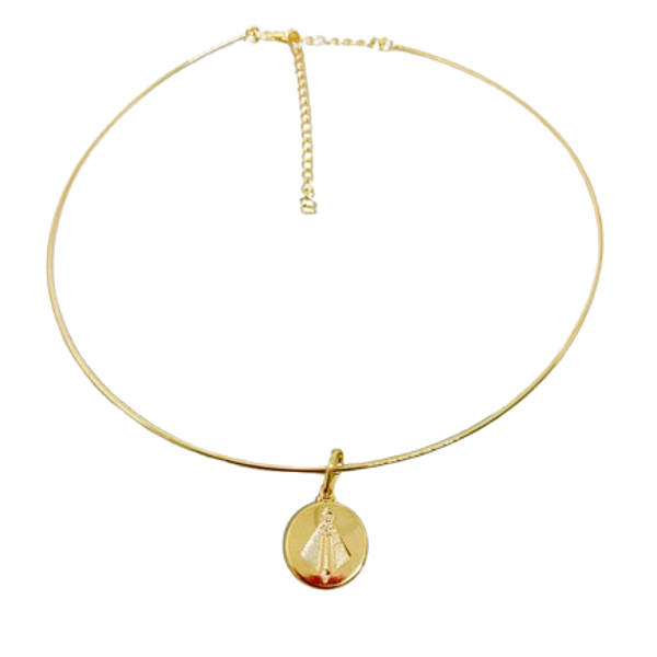 Choker Pingente Nossa Senhora Aparecida - Folheado à Ouro 18 K