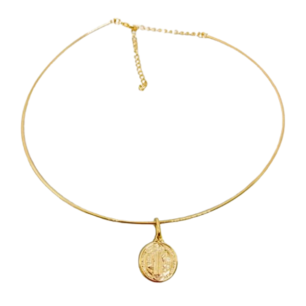 Choker Medalha São Bento - Folheado à Ouro 18 k