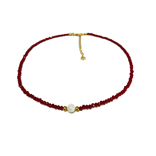 Choker Cristal - Pingente Pérola