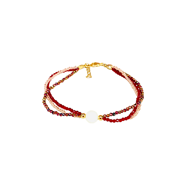 Pulseira Cristais Coloridos - Pingente Pérola