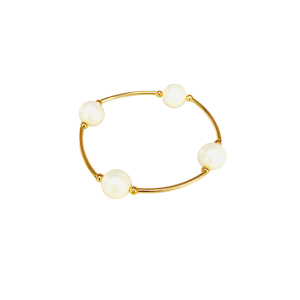 Pulseira Pérolas com tubos folheados à ouro 18 k