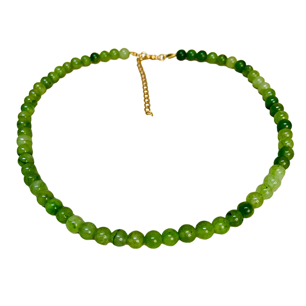 Colar Jade Verde Mesclado com pedras Lisas tamanho 6 mm