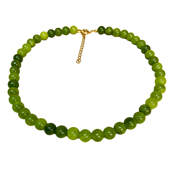 Colar Jade Verde Mesclado com pedras Lisas tamanho 8 mm