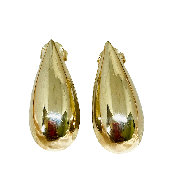 Brinco Estilo Gota - Tamanho grande-Folheado à Ouro 18 k