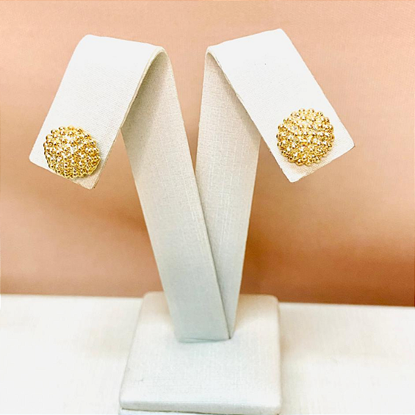 Brinco Dourado Texturizado – Folheado à Ouro 18k