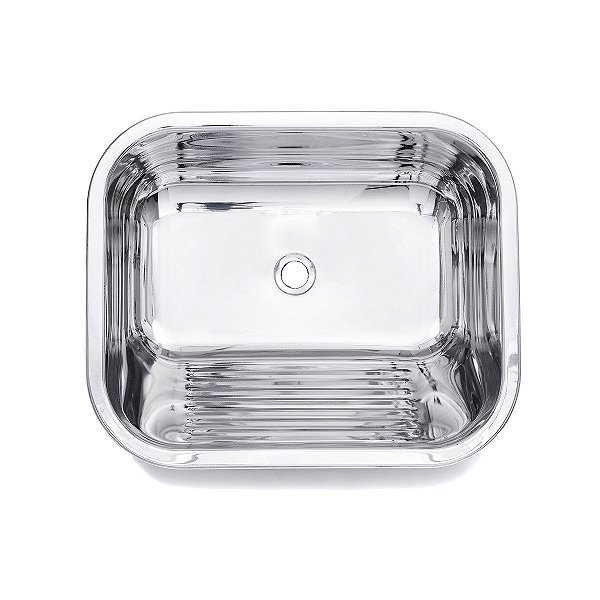 Tanque 40x40x20cm Inox Alto Brilho 19 litros C/V 3 1/2