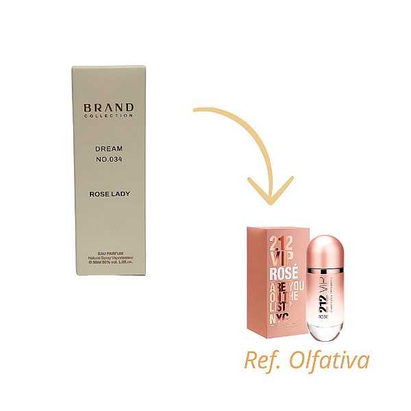 Brand Collection 034 - Perfume Feminino (Ref. Olfativa 212 Vip Rose) 30ml