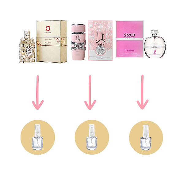 Combo 3 Mais Vendidos Feminino - Fracionados Árabes 5ml cada (Royal Amber, Yara, Chants)