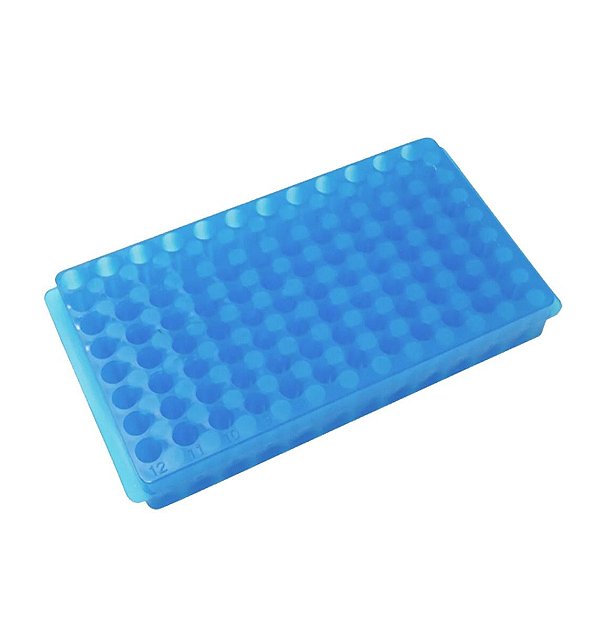 Estante Dupla Face Autoclavável em PP P/ 96 Microtubos de 0,5 e 1,5/2,0ml - Azul