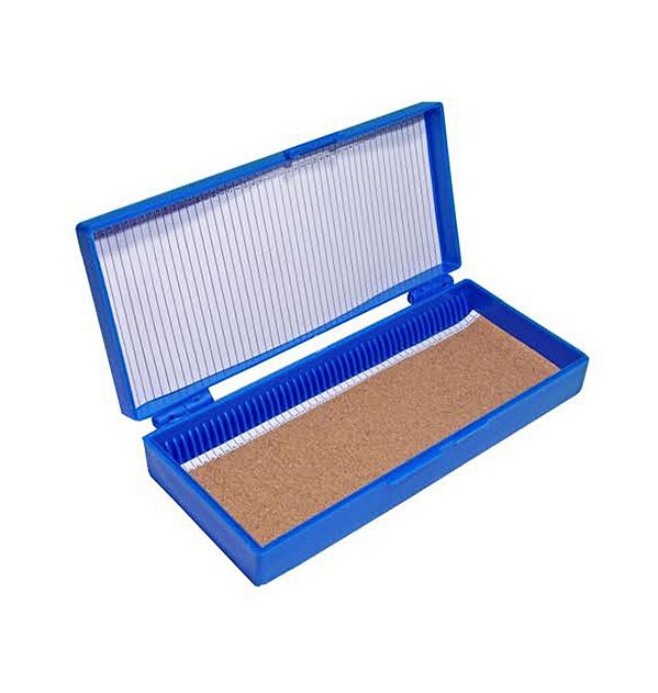 Caixa Porta Lâminas para 50 Lâminas 25.4X76.2MM (1"X3") , azul, ABS