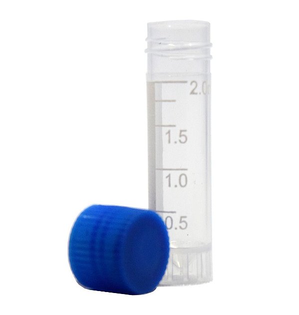 Tubo para Congelamento Cap 2ml, Graduado, Rosca Ext, Anel Vedação PP, PCT 200und