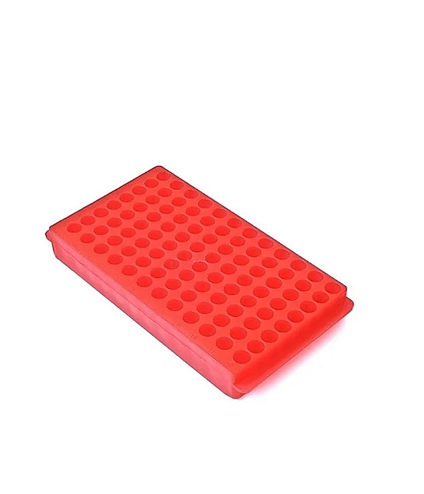 Estante Dupla Face Autoclavável em PP P/ 96 Microtubos de 0,5 e 1,5/2,0ml - Vermelho