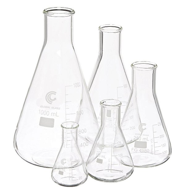Frasco Erlenmayer 2000ml Gargalo Estreito Graduaçao Permanente Vidro Boro 3.3