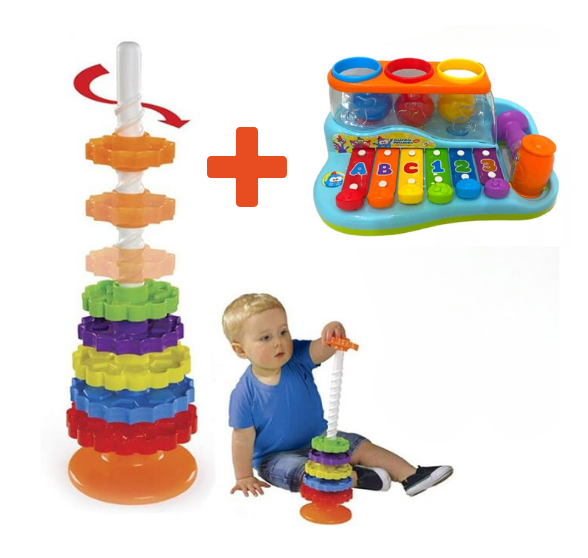 Combo Lúdico Giro Mágico + Pianinho Bate e Toque Galinha Pintadinha