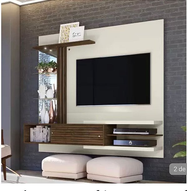 Bancada Suspensa Frizz Supreme off White/ Savana  Para Tv até 55”