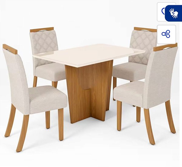 Jogo de Mesa Vértice com 4 cadeiras