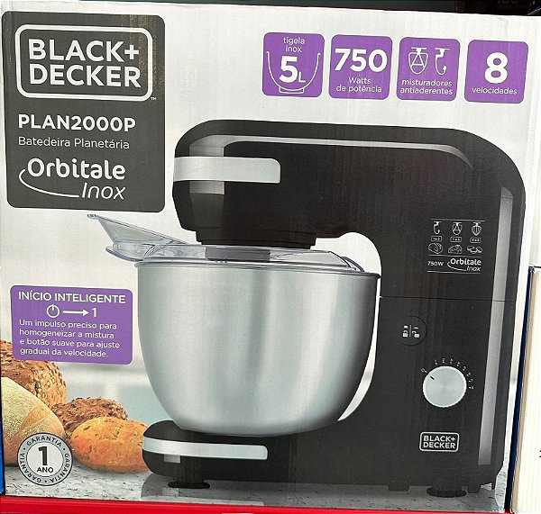 Batedeira Planetária com tijela em Inox 8 velocidades - 5lts 750wts