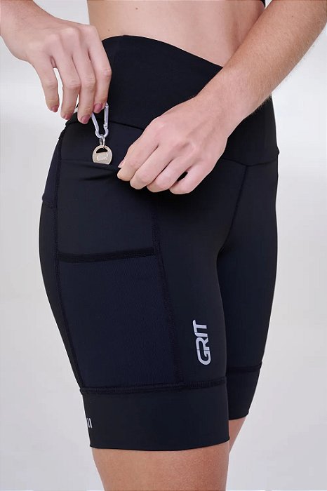 BERMUDA GRIT BOSSA 7 BOLSOS 18CM FEM IND PRETO
