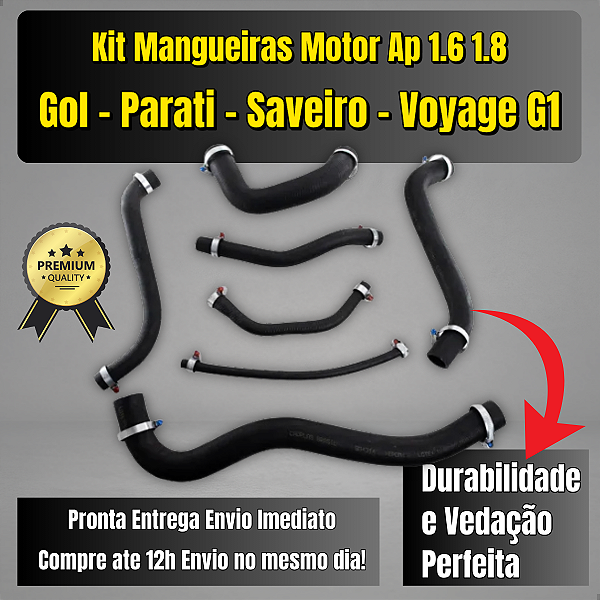 Kit Mangueira Gol Quadrado Motor Ap 1.6 1.8 + Abraçadeiras