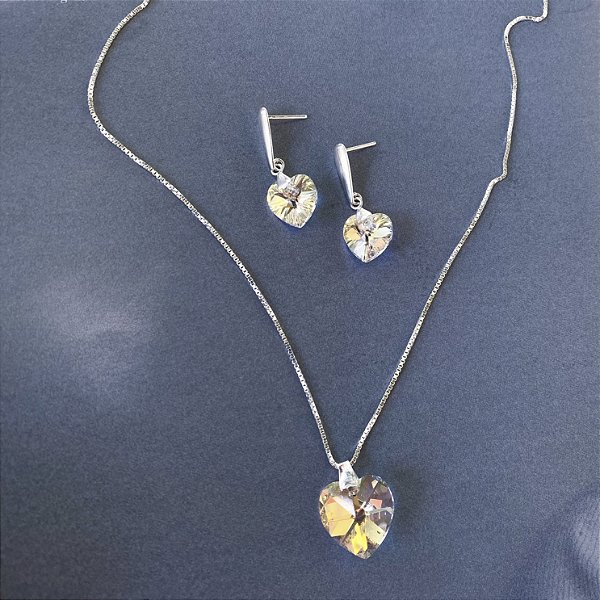 Conjunto coração em cristal furtacor