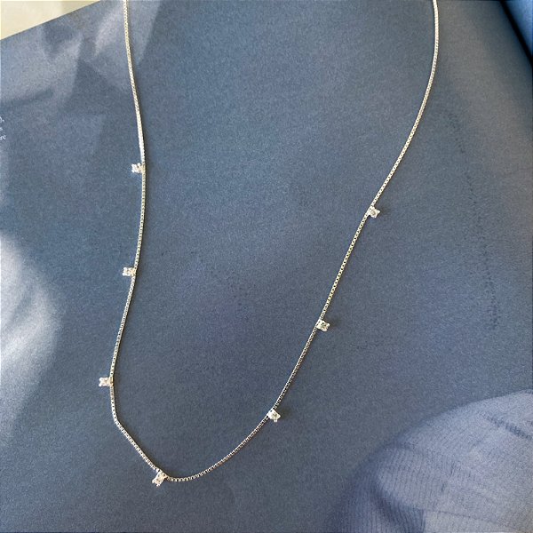 Colar prata 925 pontos de luz em zircônias.