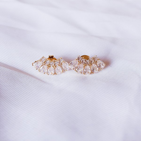 Brinco Ear Cuff gotas em zircônias