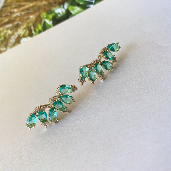 Brinco Ear Cuff gotas cravejadas em zircônias