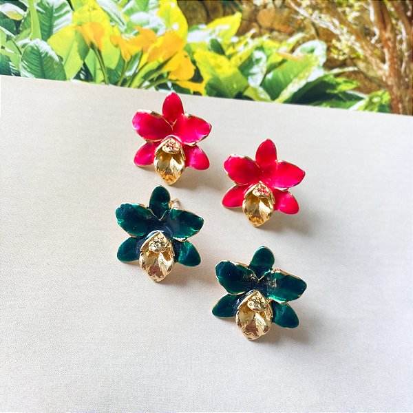 Brinco orquídea resinada P