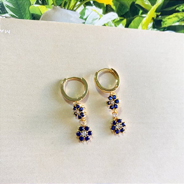 Argolinha flores cravejadas em zircônias