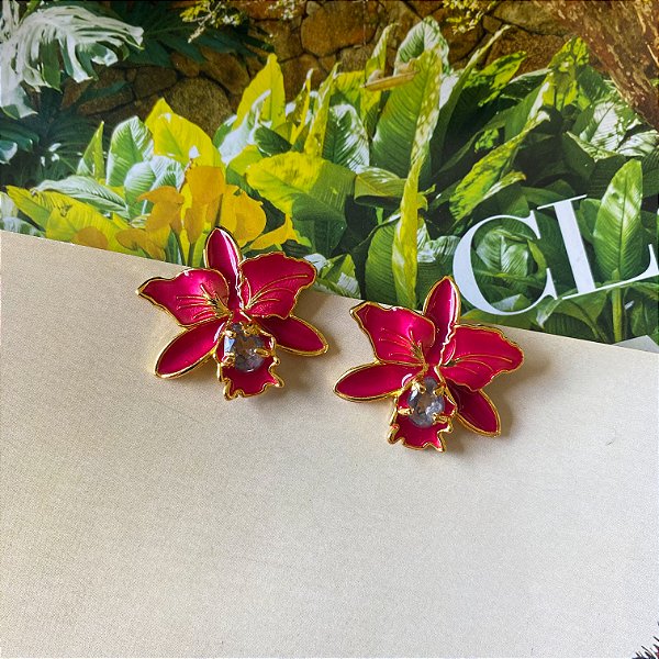 Brinco orquídea resinada