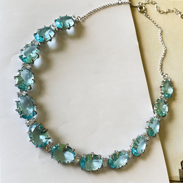 Colar cristal oval