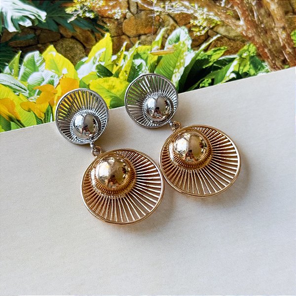 Brinco Redondo 2 Banhos Trabalhado Feminino