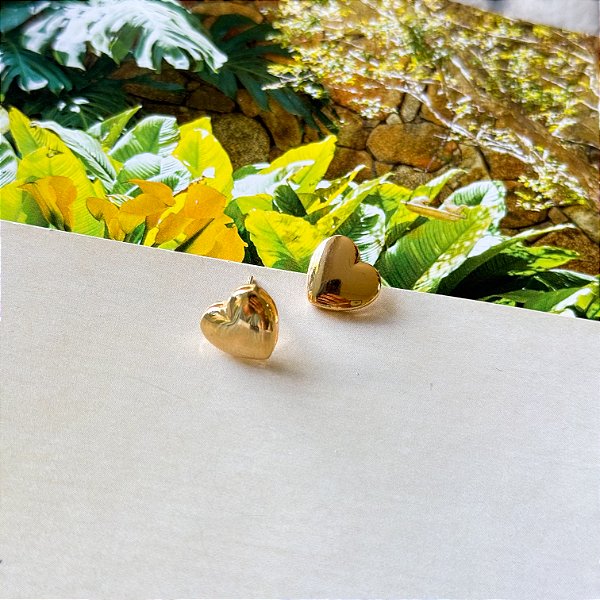 Brinco Coração Minimalista Banho Ouro