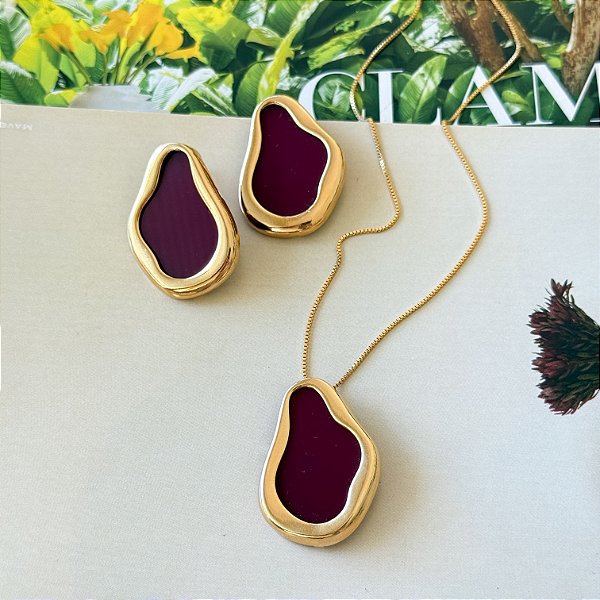 Conjunto Orgânico em Resina Fúcsia Feminino