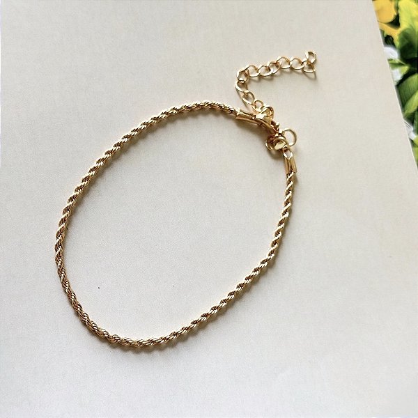 Pulseira Cordão Baiano Fina Banho Ouro