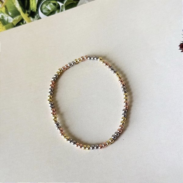 Pulseira Esferas Três Banhos Delicada