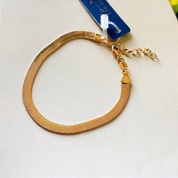 Pulseira Fita Banho Ouro