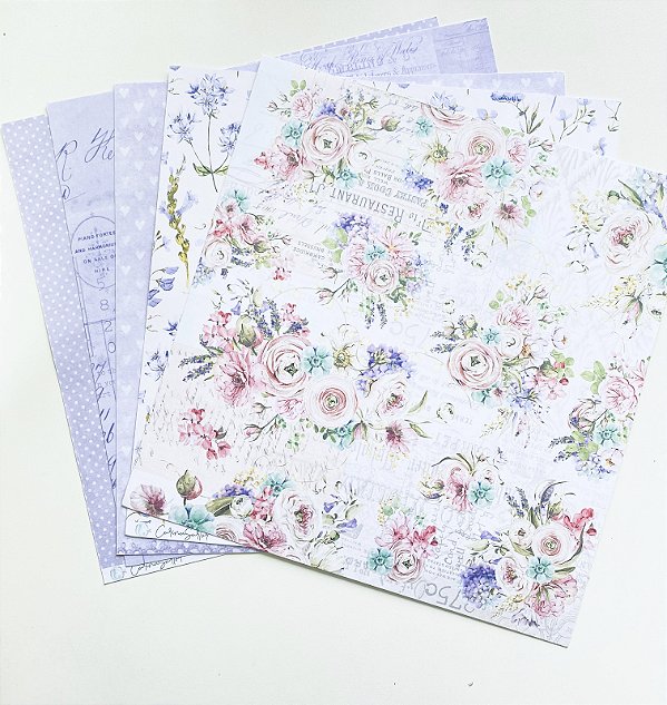 Kit de Papel para Scrapbooking Carina Sartor Coleção Colorful com 5 folhas