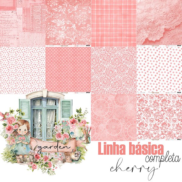Kit de Papel para Scrapbooking Básicos Carina Sartor Coleção Garden com 5 folhas