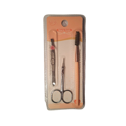 Conjunto Pinça Tesoura e Escova Para Cilios - Beauty Goods