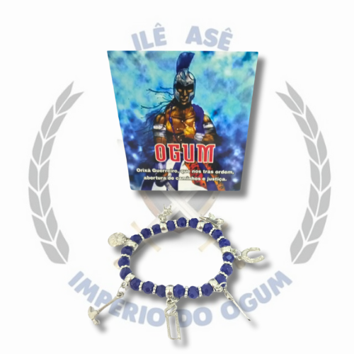 PULSEIRA RELIGIOSA C/ ORAÇÃO - OGUM AZUL