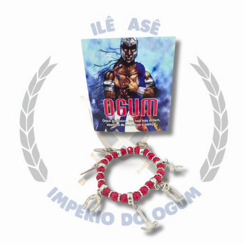 PULSEIRA RELIGIOSA C/ ORAÇÃO - OGUM VERMELHO